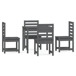 vidaXL 5 Piece Garden Dining Set Grey Solid Wood Pine