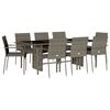 vidaXL 9 Piece Garden Dining Set with Cushions Grey Poly Rattan