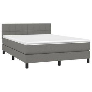 vidaXL Box Spring Bed with Mattress Dark Grey 153x203 cm Queen Size Fabric