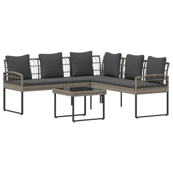 vidaXL Garden sofa set with Cushion 2 pcs Grey Steel