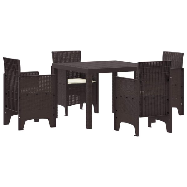 vidaXL Garden Dining Set 5 pcs Brown Polypropylene