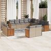 vidaXL 13 Piece Garden Sofa Set with Cushions Beige Poly Rattan