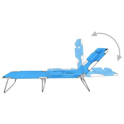 vidaXL Folding Sun Lounger with Head Cushion Steel Turqoise Blue