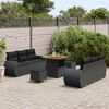 vidaXL Garden Sofa Set with Cushion 9 pcs Black Poly Rattan