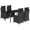 vidaXL 5 Piece Garden Dining Set with Cushions Black Poly Rattan