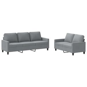 vidaXL 2 Piece Sofa Set with Cushions Light Grey Fabric
