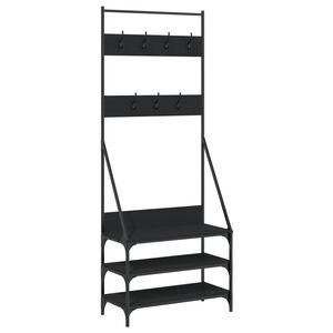 vidaXL Clothes Rack with Shoe Storage Black 72x34x184 cm