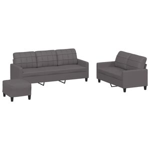 vidaXL 3 Piece Sofa Set with Cushions Grey Faux Leather