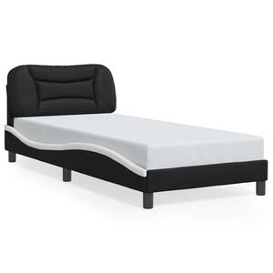 vidaXL Bed Frame without Mattress "Hvar" Black and White 90x190 cm Faux Leather