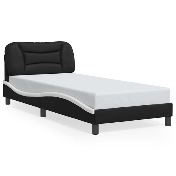 vidaXL Bed Frame without Mattress "Hvar" Black and White 90x190 cm Faux Leather