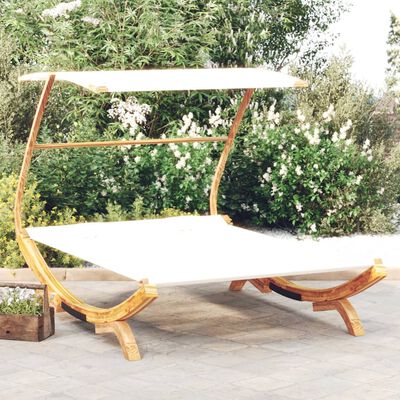 vidaXL Outdoor Lounge Bed with Canopy 165x203x138 cm Solid Bent Wood Cream