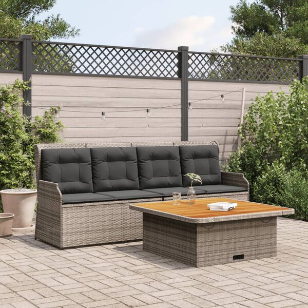 vidaXL 3 Piece Garden Sofa Set with Cushions Grey Poly Rattan
