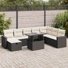 vidaXL 9 Piece Garden Sofa Set with Cushions Black Poly Rattan