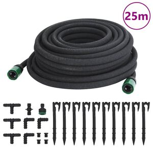 vidaXL Garden Soaker Hose Black 0.6" 25 m Rubber