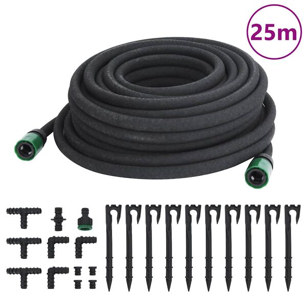 vidaXL Garden Soaker Hose Black 0.6" 25 m Rubber