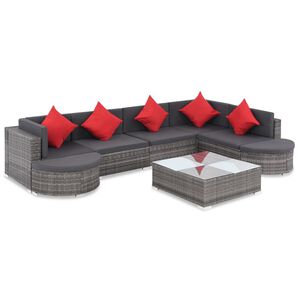 vidaXL 8 Piece Garden Lounge Set with Cushions Poly Rattan Grey