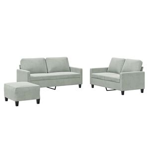 vidaXL 3 Piece Sofa Set with Cushions Light Grey Velvet