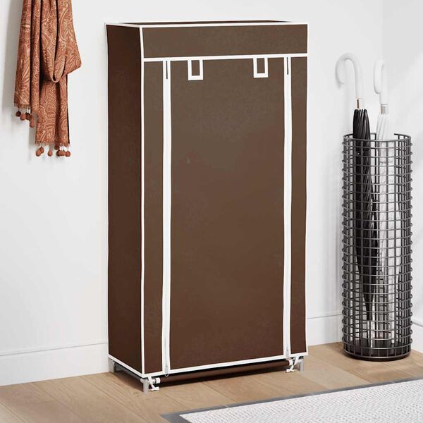 Fabric Shoe Cabinet with Cover 58 x 28 x 106 cm Brown