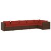 vidaXL 6 Piece Garden Lounge Set with Cushions Poly Rattan Brown