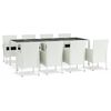 vidaXL 9 Piece Garden Dining Set with Cushions White Poly Rattan
