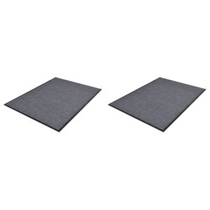 vidaXL Doormat | Set of 2 | Grey | Polyester | 90 x 60 cm | Rollable | Doormat