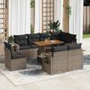 vidaXL 9 Piece Garden Sofa Set with Cushions Grey Poly Rattan