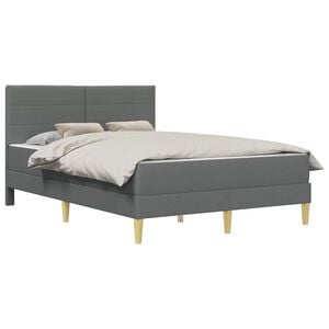 vidaXL Bed Frame with Mattress Dark Grey 137 x 190 cm Fabric