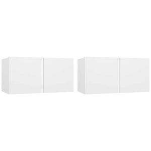 vidaXL Tv Cabinet | Set of 2 | White | Engineered wood | 60x30x30 cm