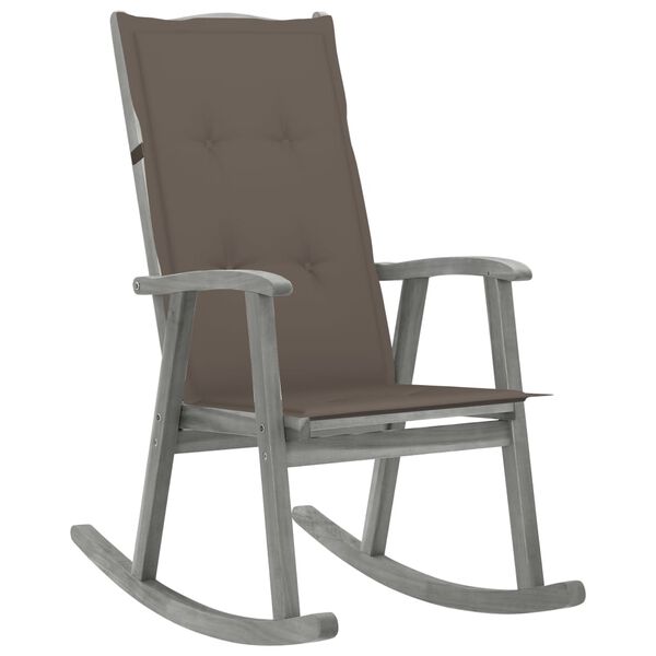 vidaXL Rocking Chair with Cushions Grey Solid Acacia Wood