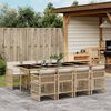 vidaXL 9 Piece Garden Dining Set with Cushions Beige Poly Rattan