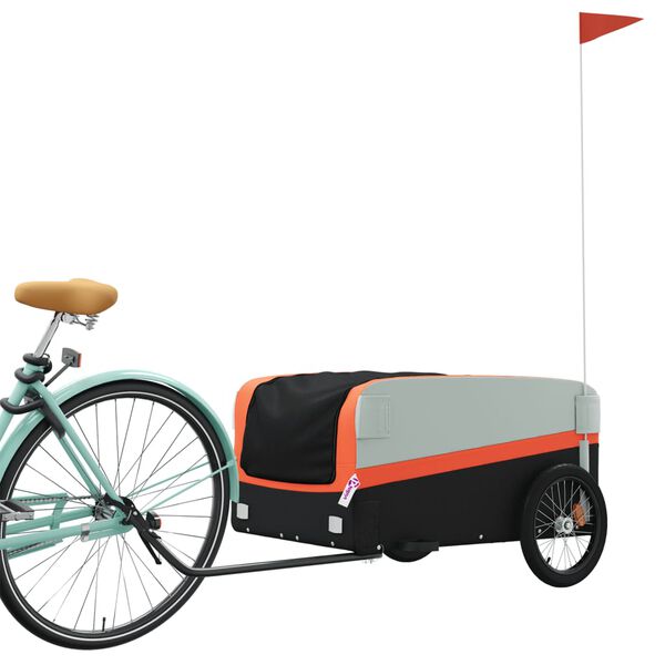 vidaXL Bike Trailer Black and Orange 45 kg Iron