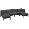 vidaXL 6 Piece Garden Lounge Set with Cushions Black Pinewood