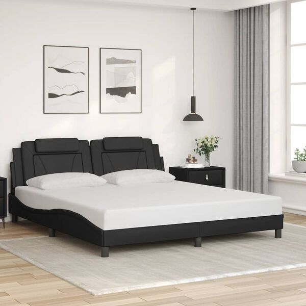 vidaXL Bed Frame "Viana" without Mattress Black 180x200 cm King Faux Leather