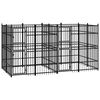 vidaXL Dog Kennel | Black | Powder-coated steel | 7.37 m&sup2; | Durable | Dog Kennel