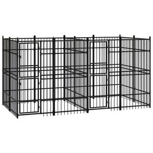 vidaXL Dog Kennel | Black | Powder-coated steel | 7.37 m&sup2; | Durable | Dog Kennel