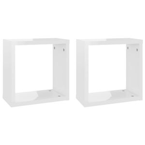 vidaXL Wall Cube Shelves 2 pcs High Gloss White 30x15x30 cm