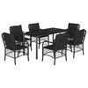 vidaXL 7 Piece Garden Dining Set with Cushions Black Poly Rattan