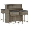 vidaXL 5 Piece Garden Bar Set with Cushions Grey Poly Rattan