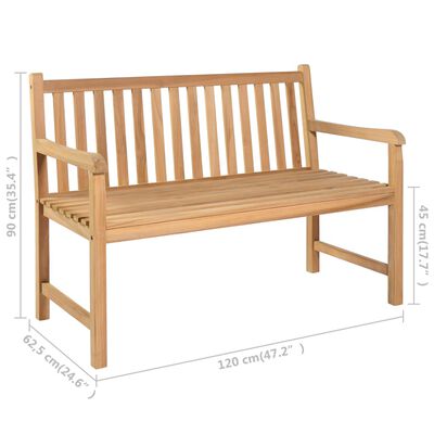 vidaXL Garden Bench with Green Cushion 120 cm Solid Teak Wood