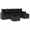 vidaXL 6 Piece Garden Sofa Set with Cushions Black Poly Rattan