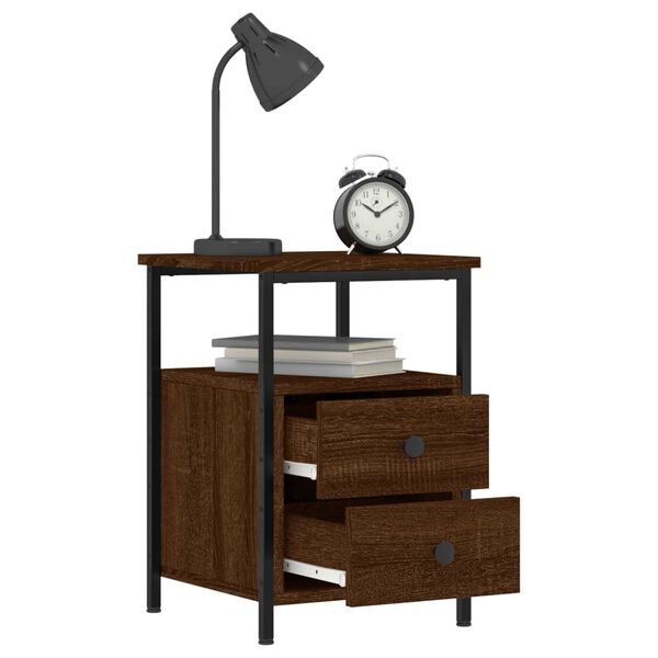 vidaXL Bedside Cabinet Brown Oak 34x35.5x50 cm Engineered Wood