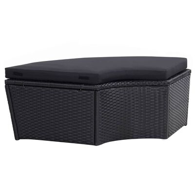 vidaXL Outdoor Lounge Bed with Canopy Poly Rattan Black