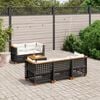 vidaXL 6 Piece Garden Sofa Set with Cushions Black Poly Rattan