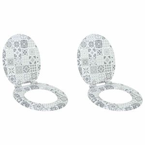 vidaXL WC Toilet Seats 2 pcs with Soft Close Lids MDF Porcelain Design