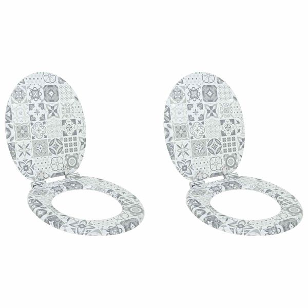 vidaXL WC Toilet Seats 2 pcs with Soft Close Lids MDF Porcelain Design