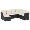 vidaXL 7 Piece Garden Sofa Set with Cushions Black Poly Rattan