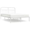vidaXL Metal Bed Frame without Mattress with Headboard White 135x190cm