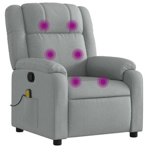 vidaXL Massage Recliner Chair Light Grey Fabric