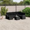 vidaXL 8 Piece Garden Sofa Set with Cushions Black Poly Rattan