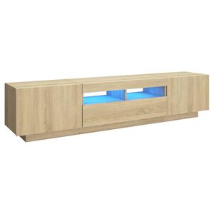 vidaXL TV Cabinet with LED Lights Sonoma Oak 180x35x40 cm